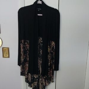 Kim & Cami Black Cardigan with Paisley Accents